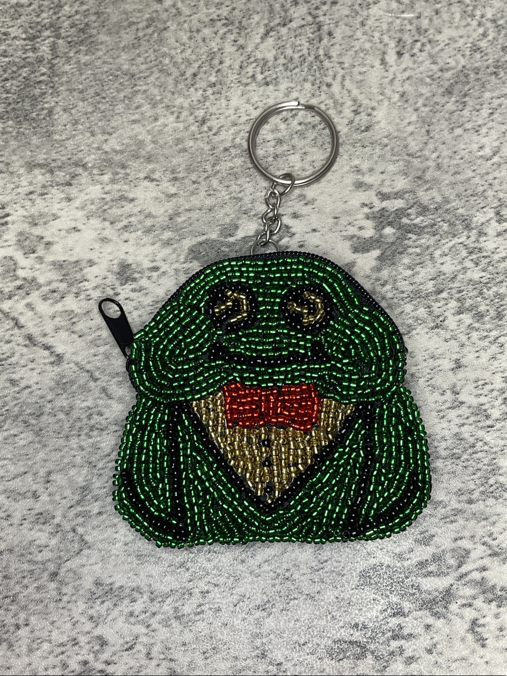 cute frog Beaded coin purse keychain